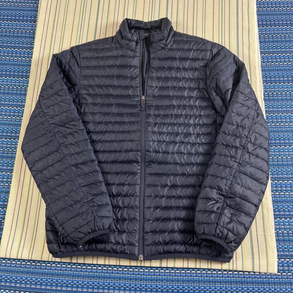 Eddie Bauer Jacket Mens Small Blue Down Puffer Full Zip Lightweight Outdoor
